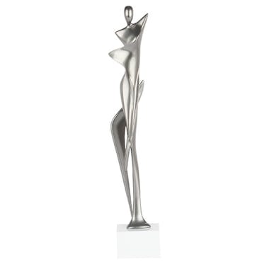  Sculpture moderne silhouette de femme couleur argent 43 cm