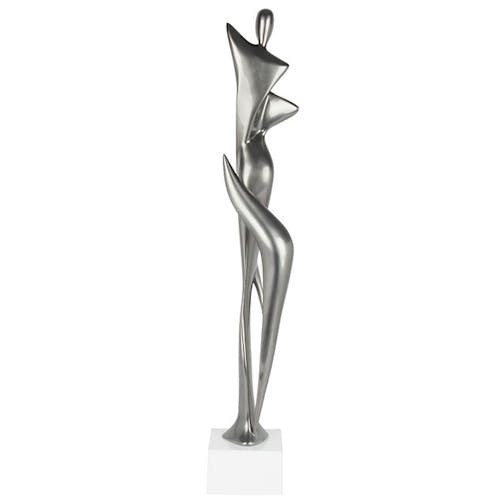 Sculpture moderne silhouette de femme couleur argent 70 cm