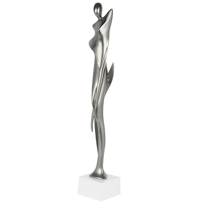 Sculpture moderne silhouette de femme couleur argent 70 cm