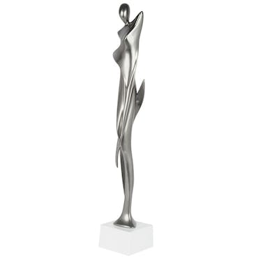  Sculpture moderne silhouette de femme couleur argent 70 cm