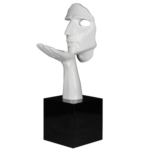 Sculpture "Speranza" visage et main blanc sur socle H57cm