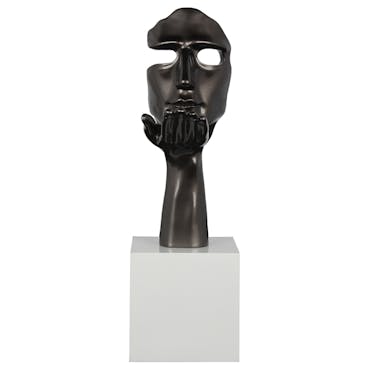  Sculpture "Speranza" visage et main gris perle sur socle H57cm