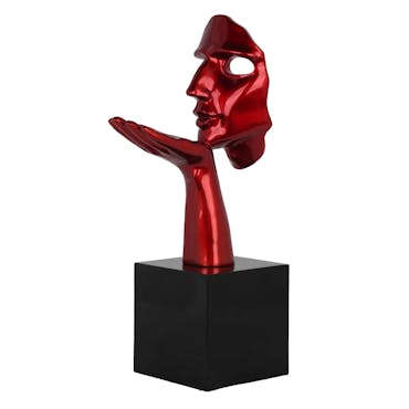  Sculpture "Speranza" visage et main rouge sur socle H57cm