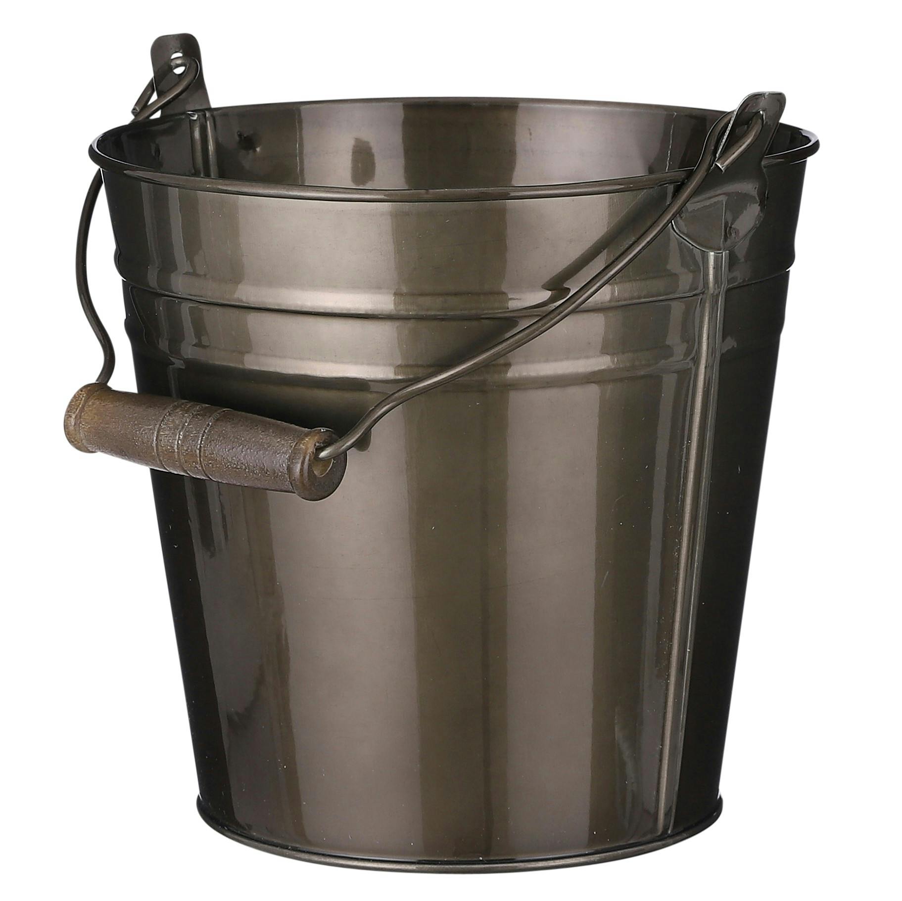 Seau de décoration gris avec anse PM