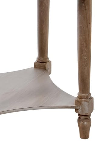 Selette bois naturel patiné grisé blanchi, table ronde D60xH75cm PAOLIA