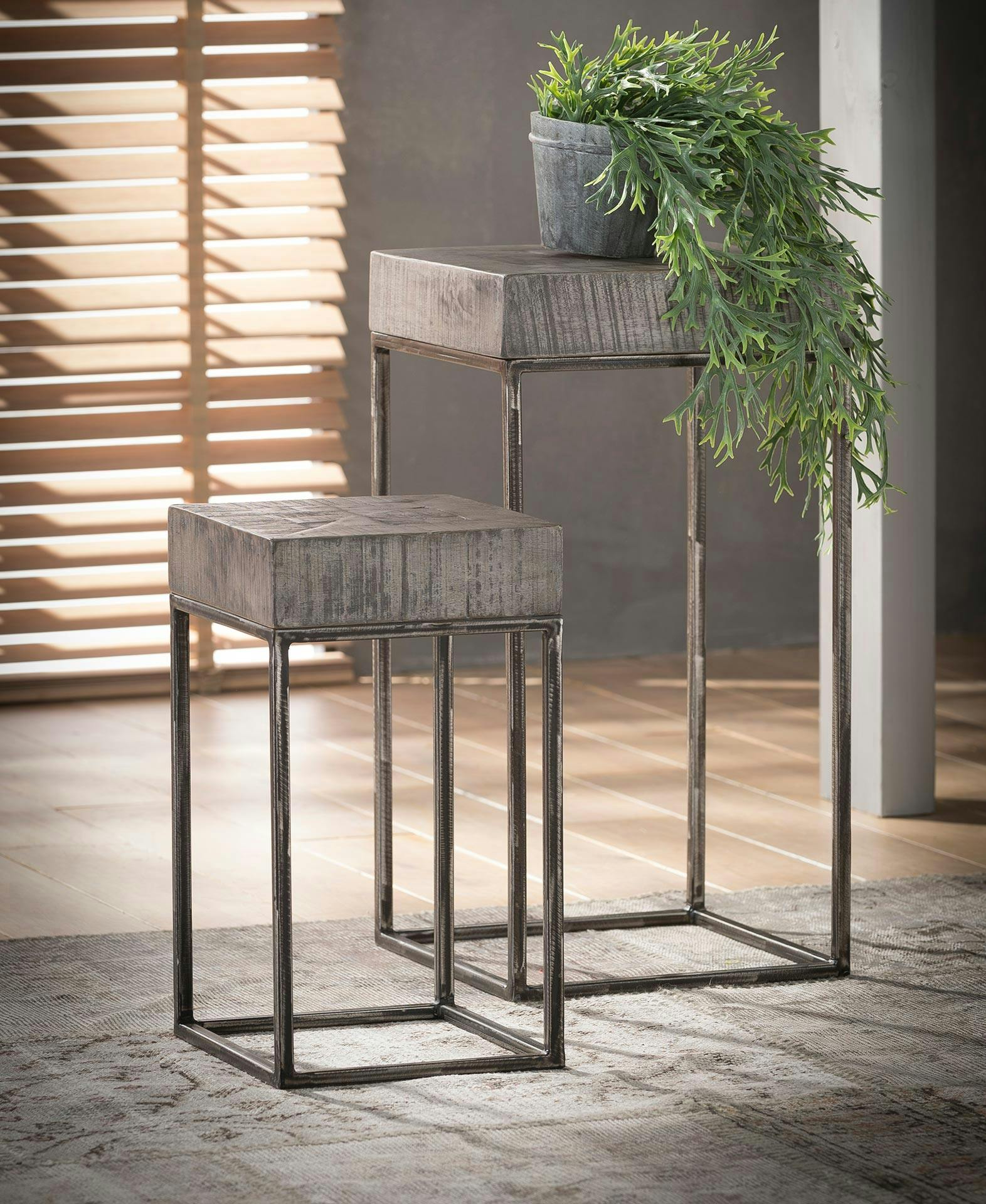 Sellette bois de manguier gris 50 cm LUCKNOW