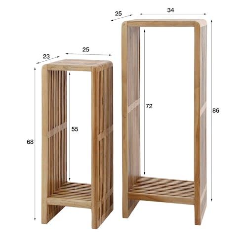 Sellette en bois de teck recyclé avec rainures (lot de 2) MAYA