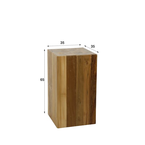 Sellette en bois de teck recyclé forme carrée 65 cm