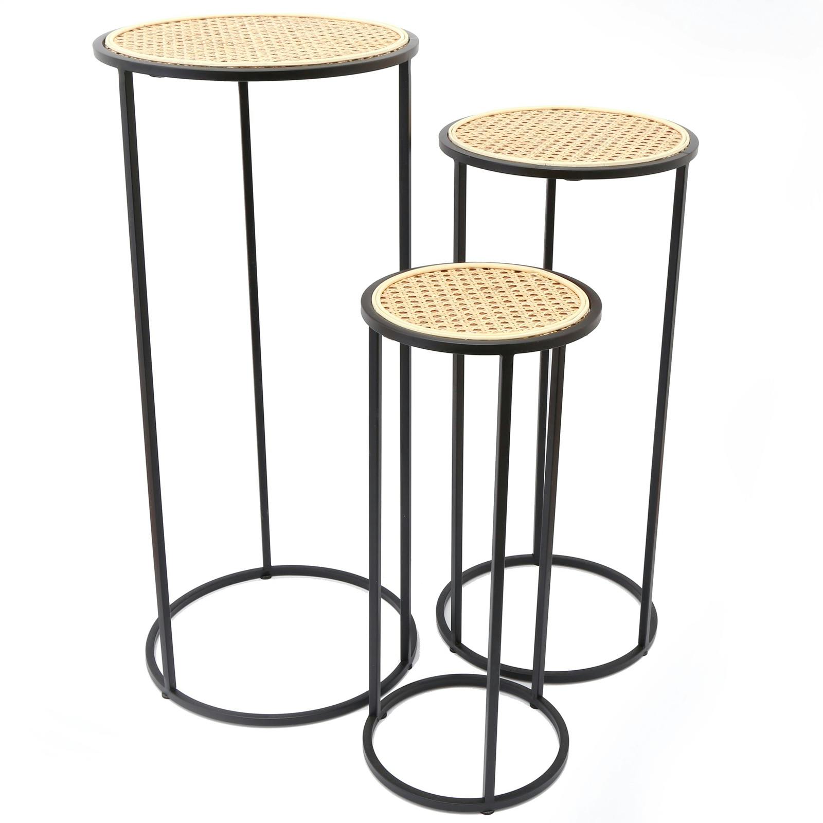 Sellette gigogne plateau cannage (lot de 3)