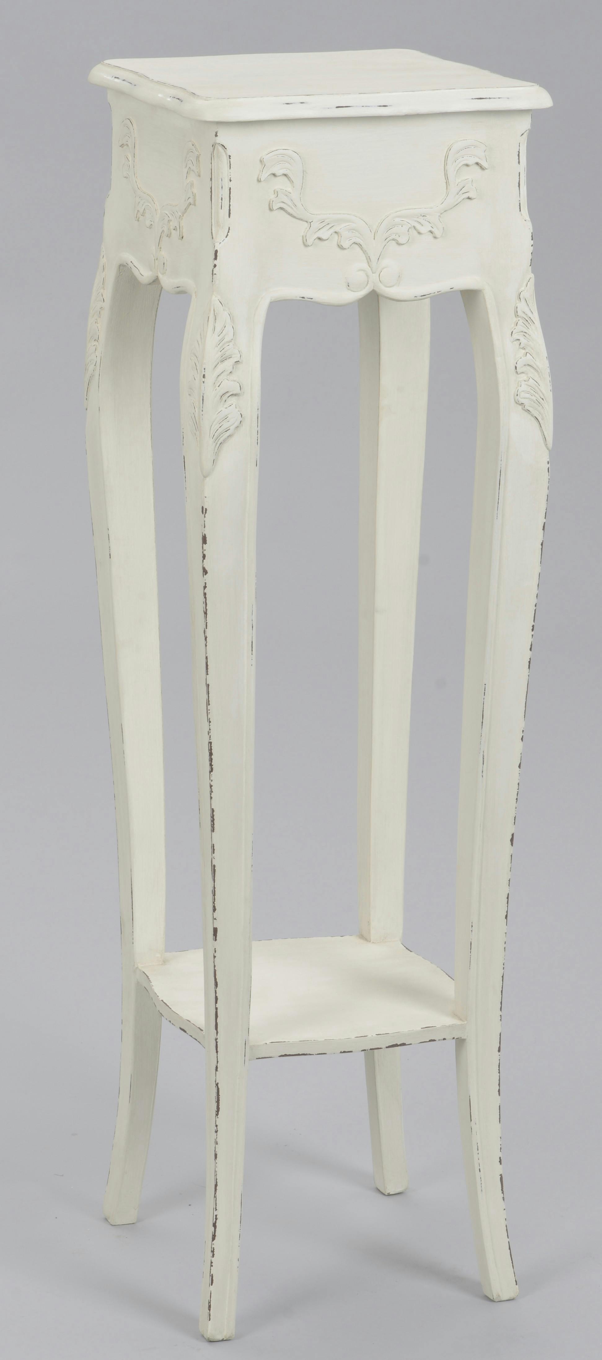 Sellette porte plante 100 cm bois vieilli blanc shabby COMTESSE L 30 x P 30 x  H 100 AMADEUS