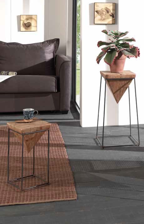 Sellette Pyramide inversée 57cm en sapin massif sur support métal 31x31x57cm CANADA