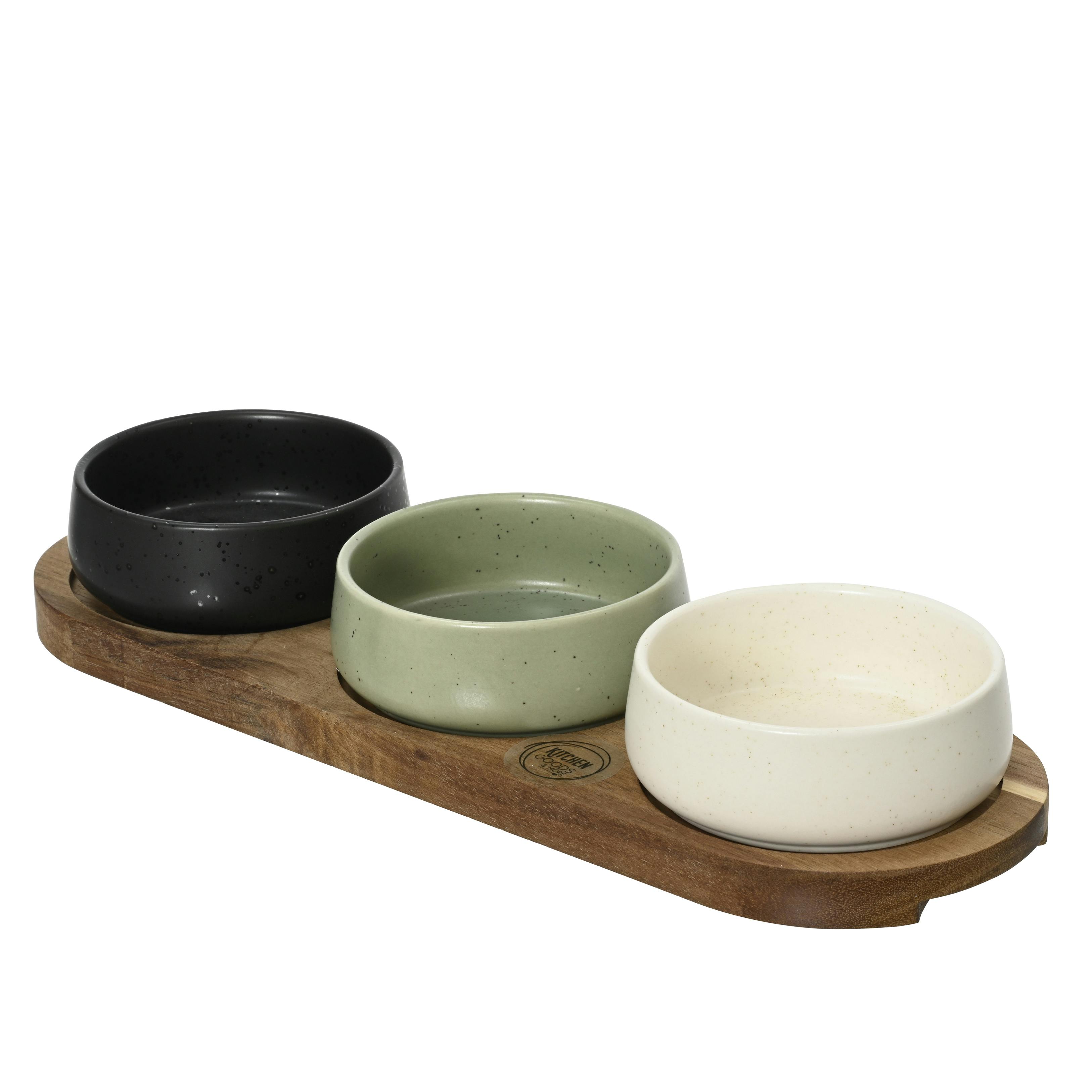 Set à tapas 3 bols en grès moucheté H4,5 cm