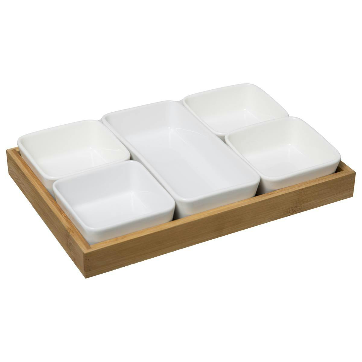 Set d'apéritif porcelaine bambou 5 coupelles