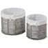 Set de 2 paniers ajourés gris avec doublure tissu en coton blanc D26x20cm et D21x20cm
