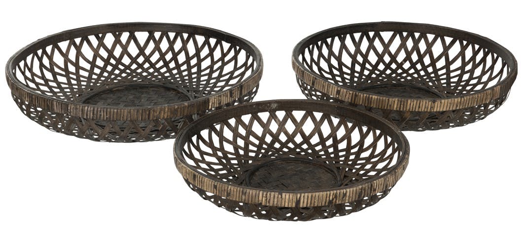 Set de 3 corbeilles bambou noir  ref.30022956