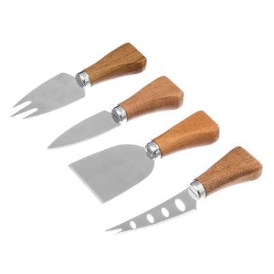 Set de 4 couteaux à fromage avec manches en acacia