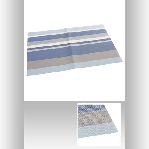 Set de table texaline rectangle 50 x 35 cm Bayadères Bleu, Gris, Blanc
