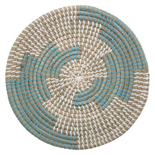 Set de table tressé naturel bleu D35cm