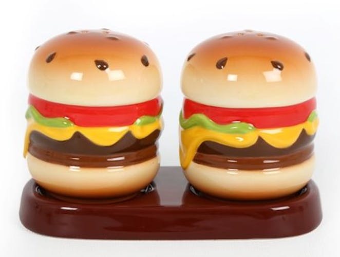 Set salière et poivrière "Hamburger" céramique 17x13x11cm
