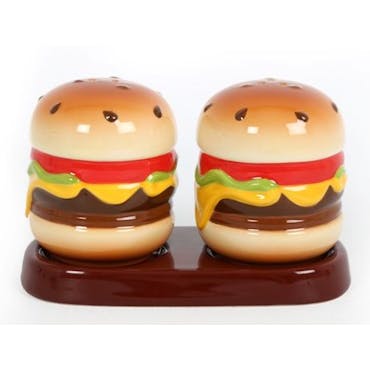  Set salière et poivrière "Hamburger" céramique 17x13x11cm