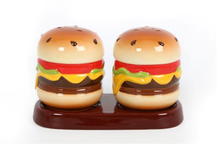 Set salière et poivrière "Hamburger" céramique 17x13x11cm
