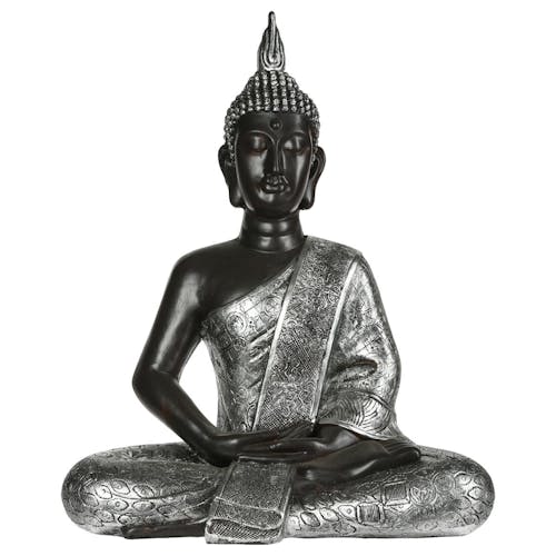 Statue bouddha assis Argenté 62cm
