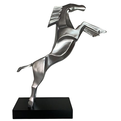 Statue de cheval cabré couleur argent