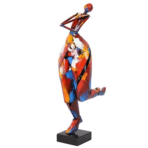 Statue déco en métal coloré personnage en mouvement