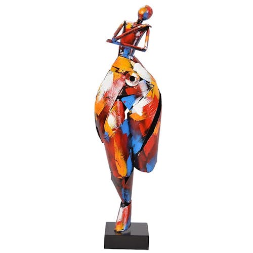 Statue déco en métal coloré personnage en mouvement