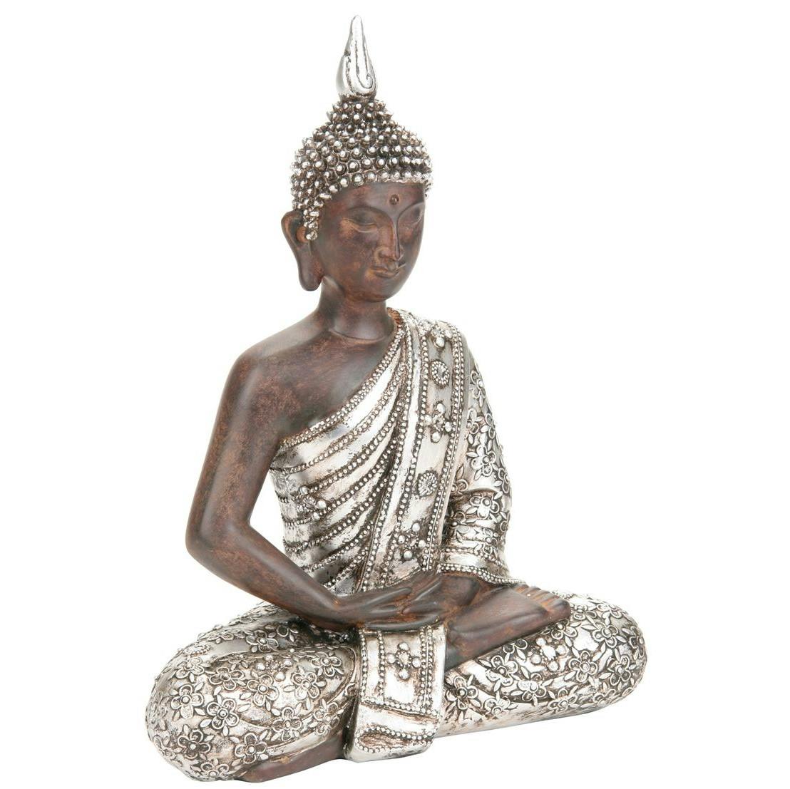 Statuette Bouddha de la méditation argenté