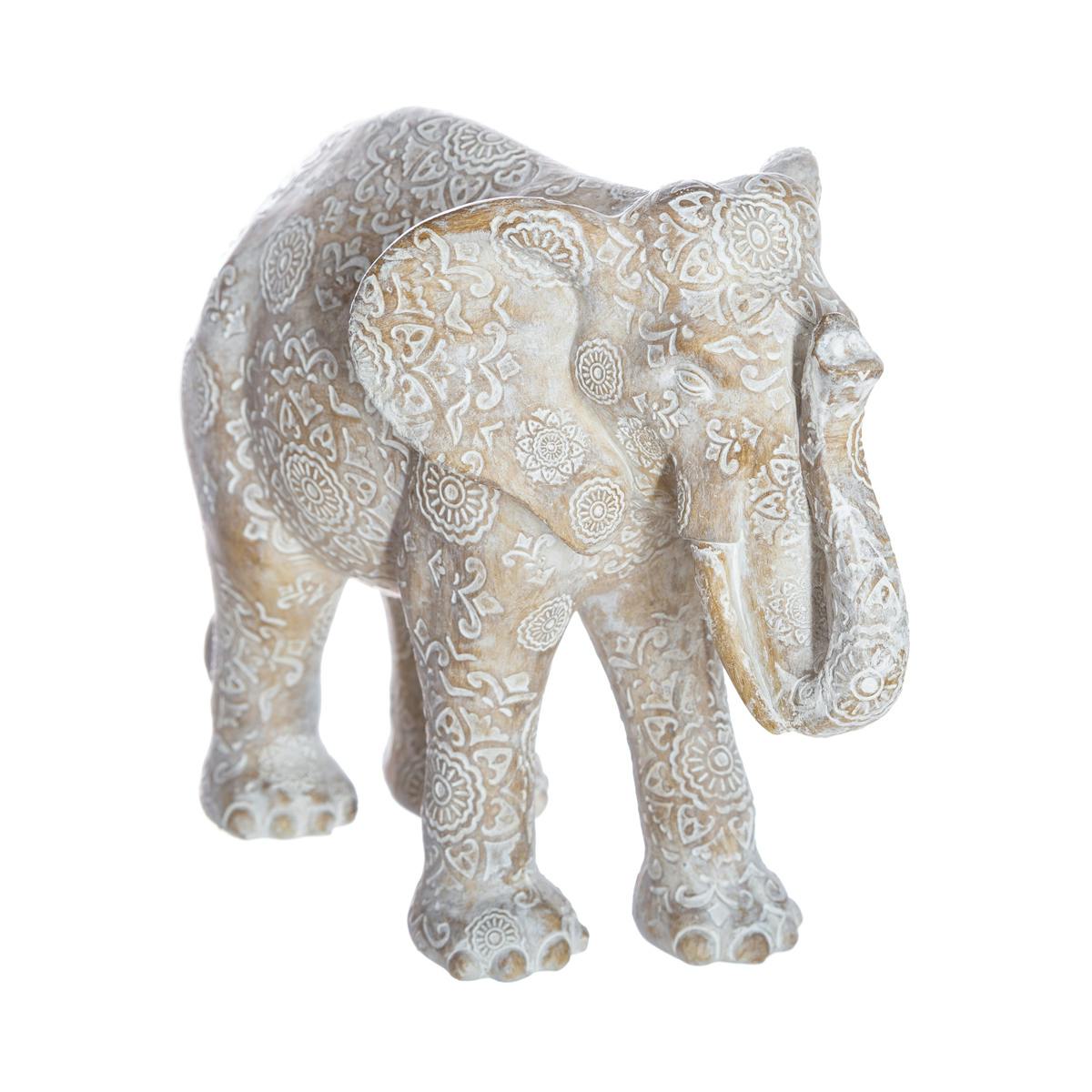 Statuette d'éléphant motif fleurs H 15 cm