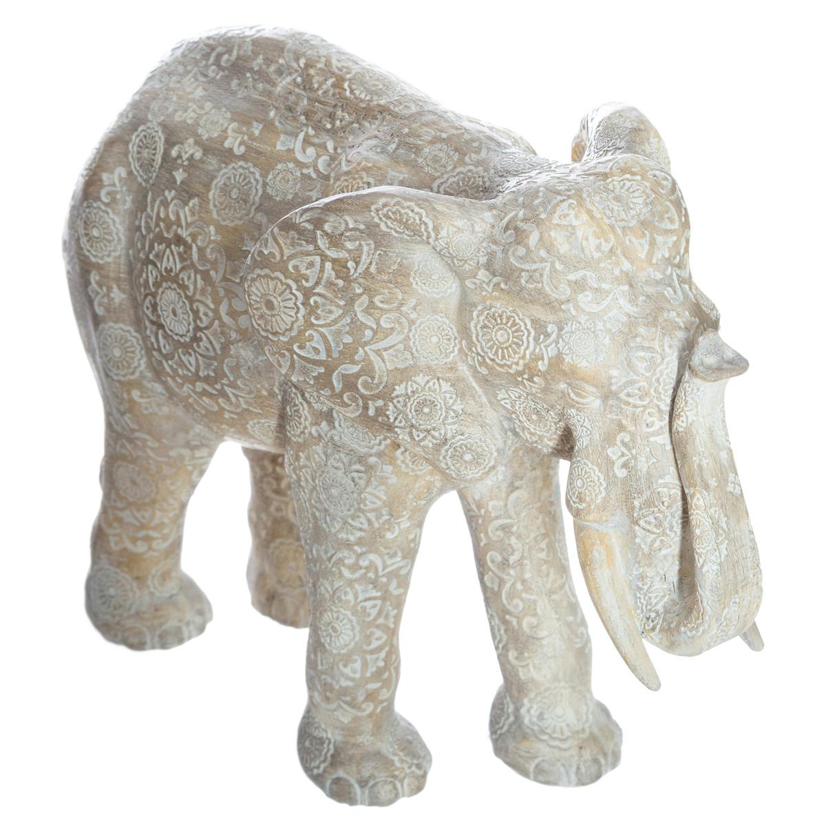 Statuette d'éléphant motif fleurs H 22 cm