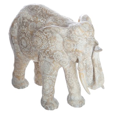  Statuette d'éléphant motif fleurs H 22 cm