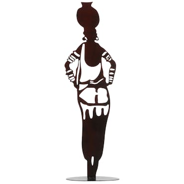  Statuette femme rouge mains sur les hanches 53 cm