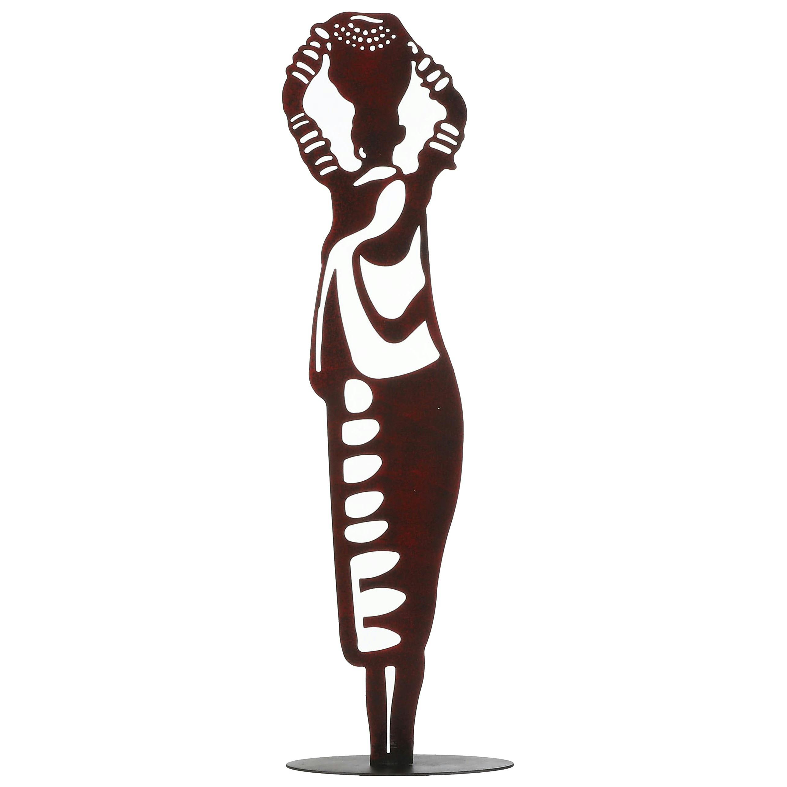 Statuette femme rouge pot sur la tête 53 cm