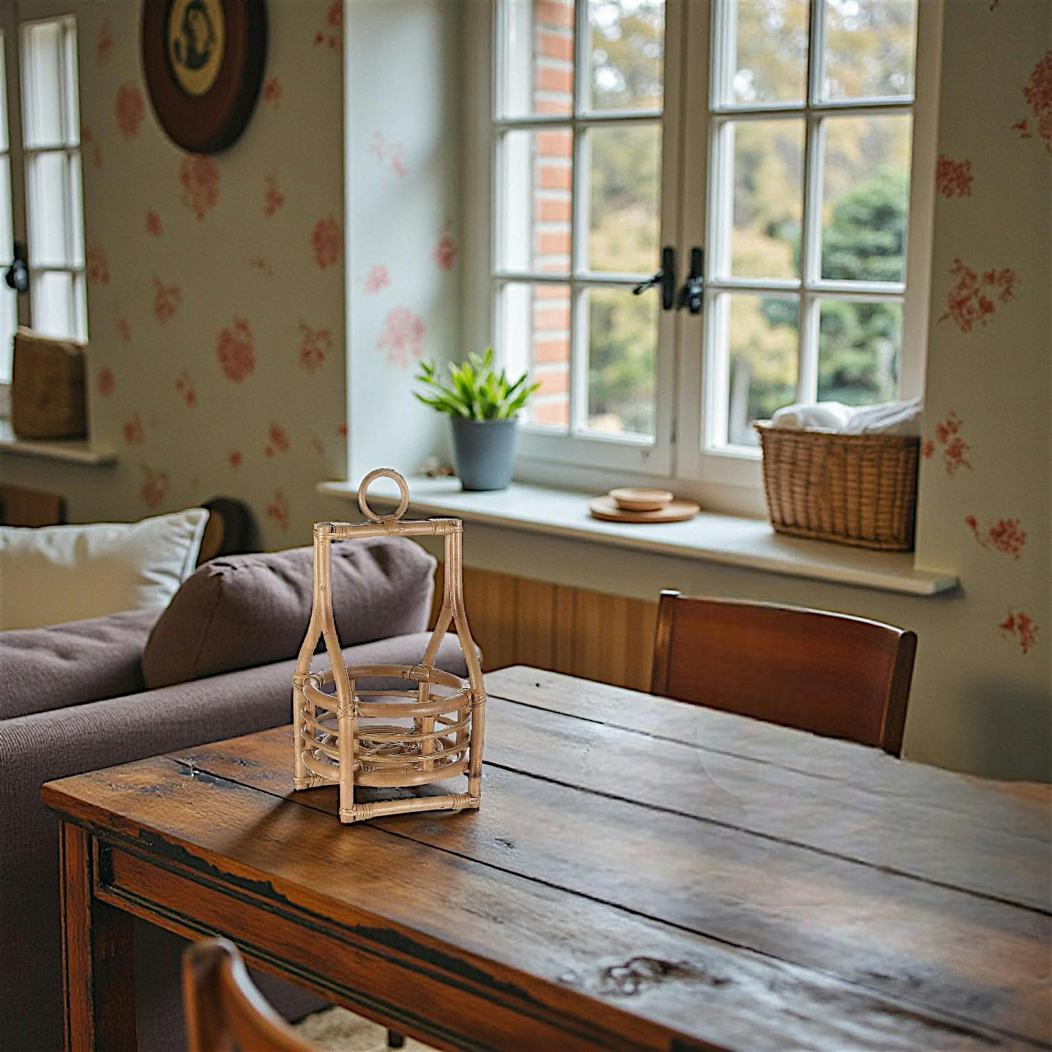 Support plante ou photophore rattan 40 cm