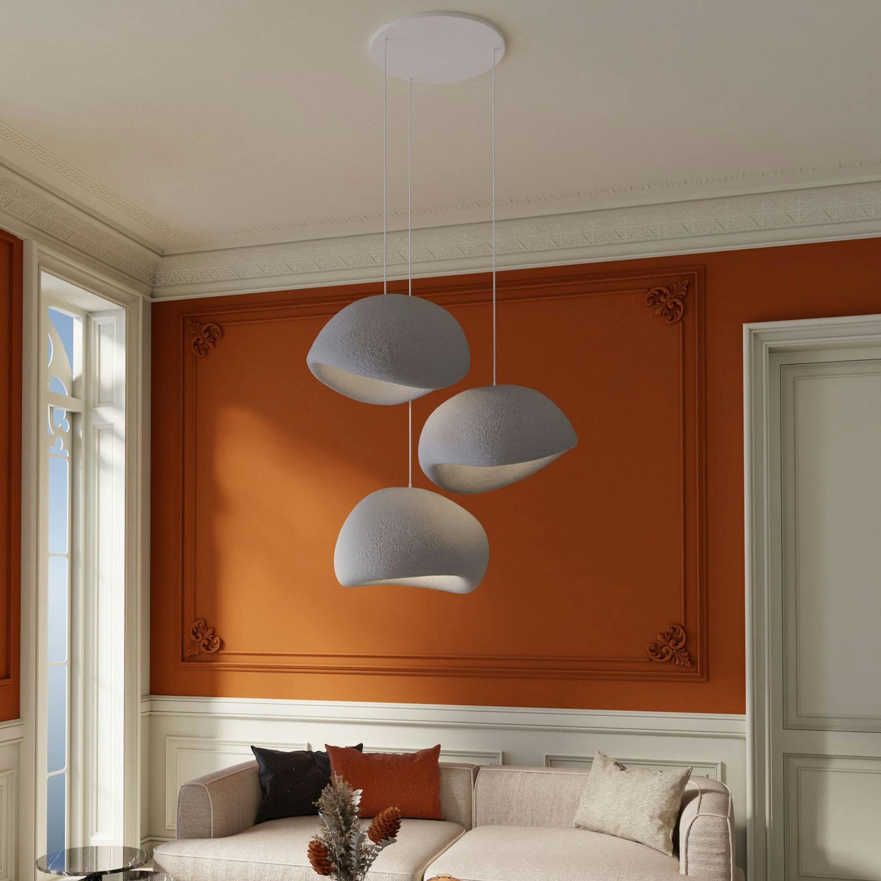 Suspension 3 lampes grises design organique 80 cm NOXIS