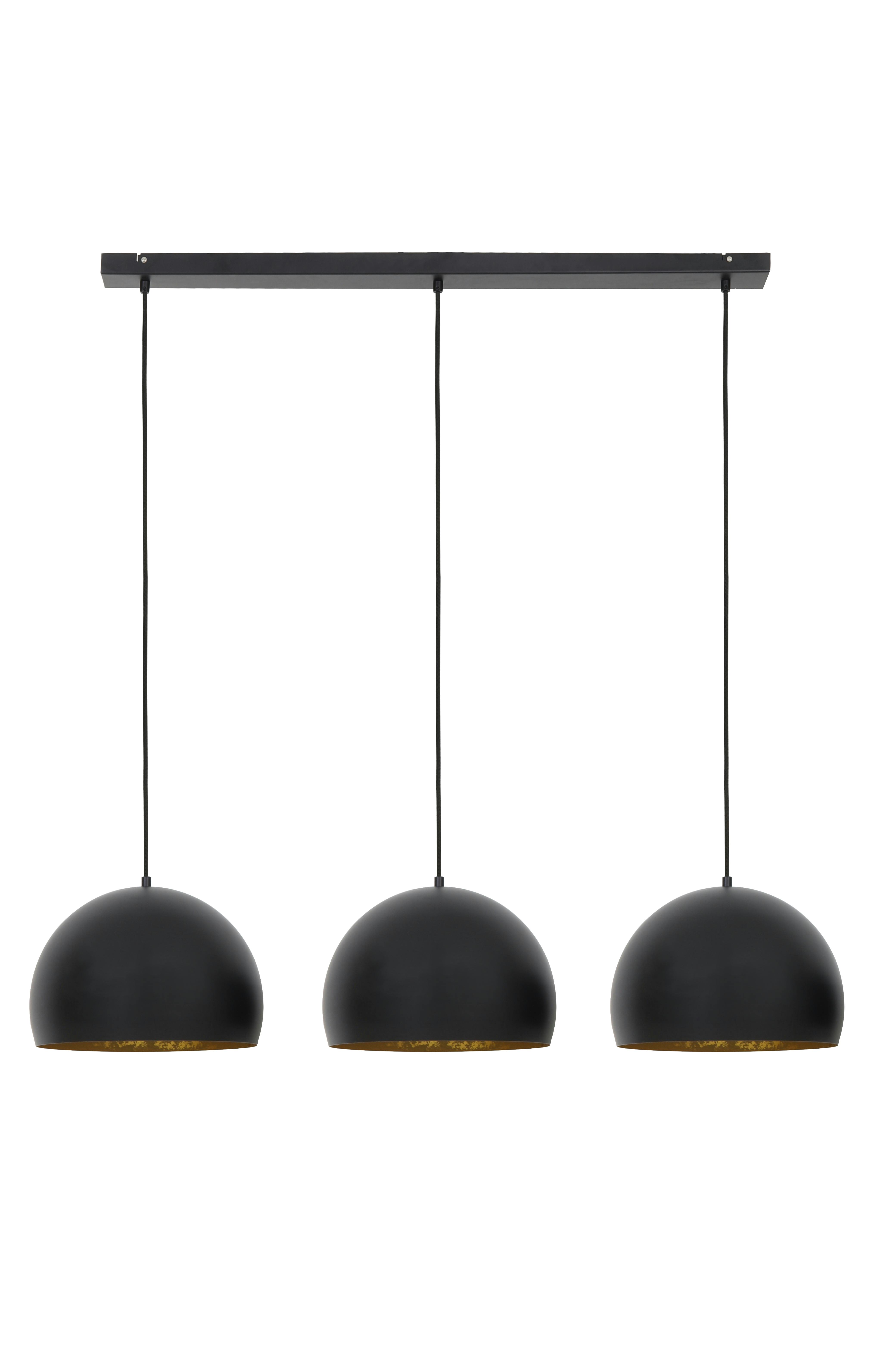 Suspension 3 lampes métal noir or