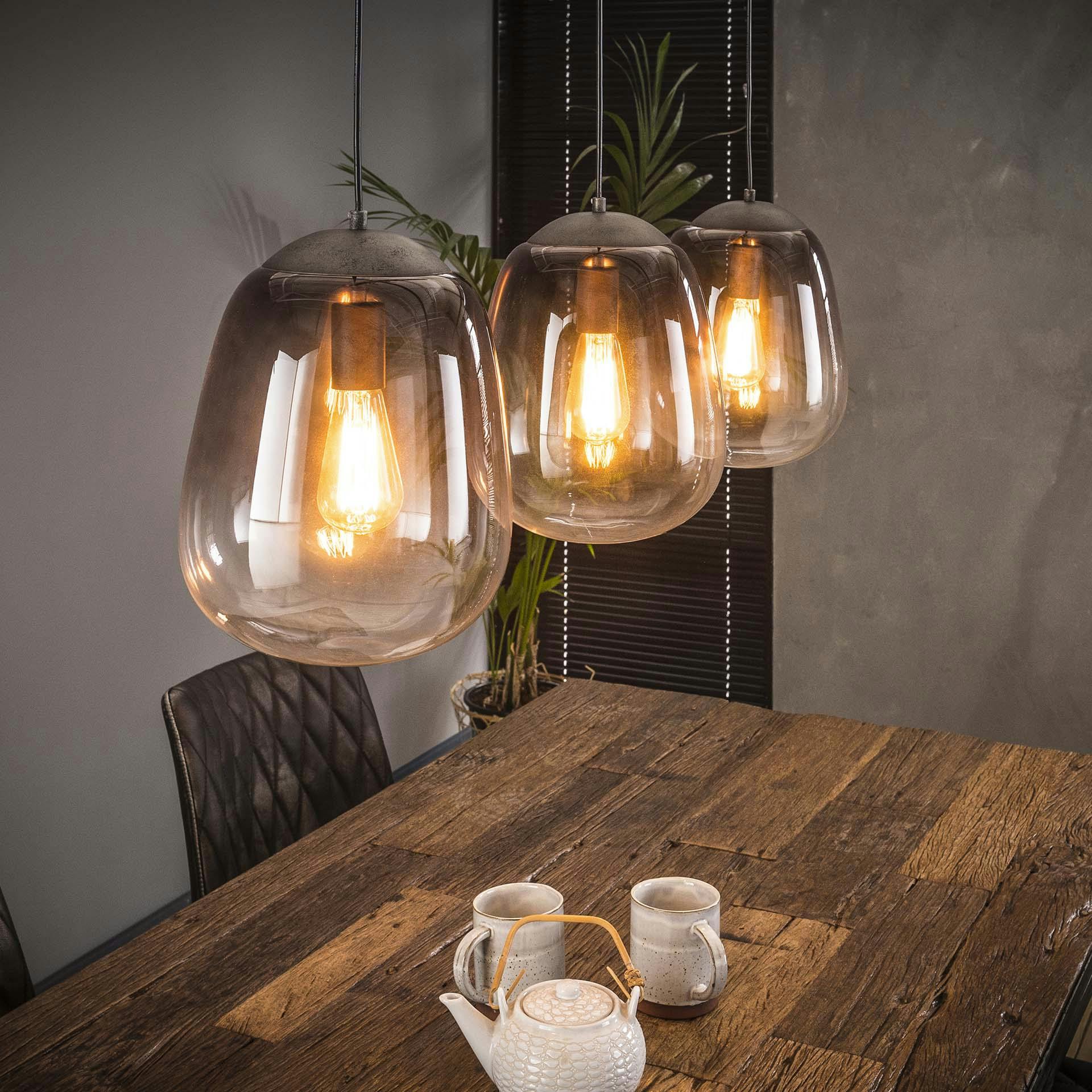 Suspension 3 lampes verre chromé PM RALF