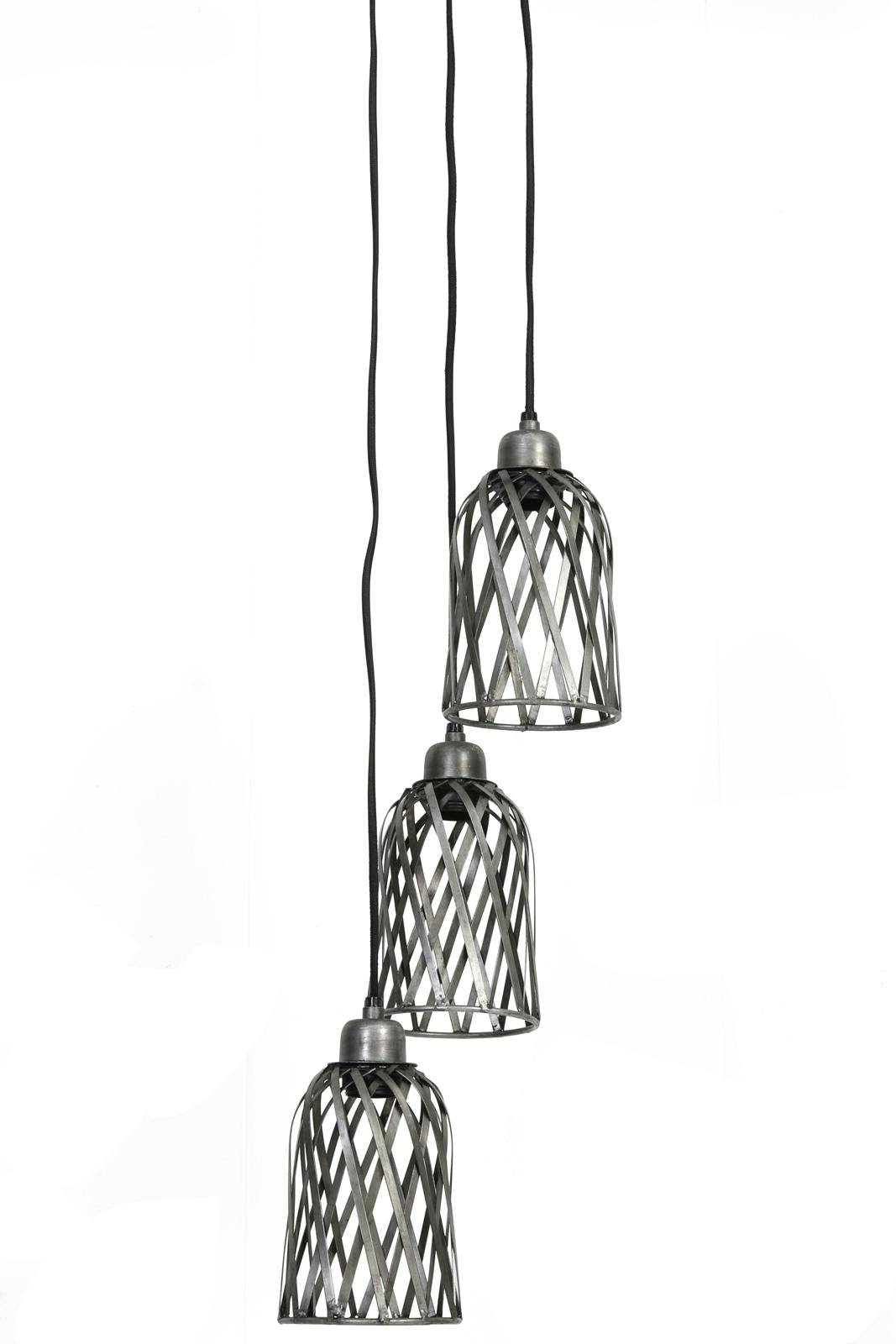 Suspension 3 lampes zinc antique