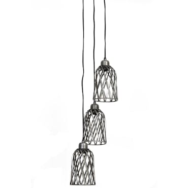  Suspension 3 lampes zinc antique