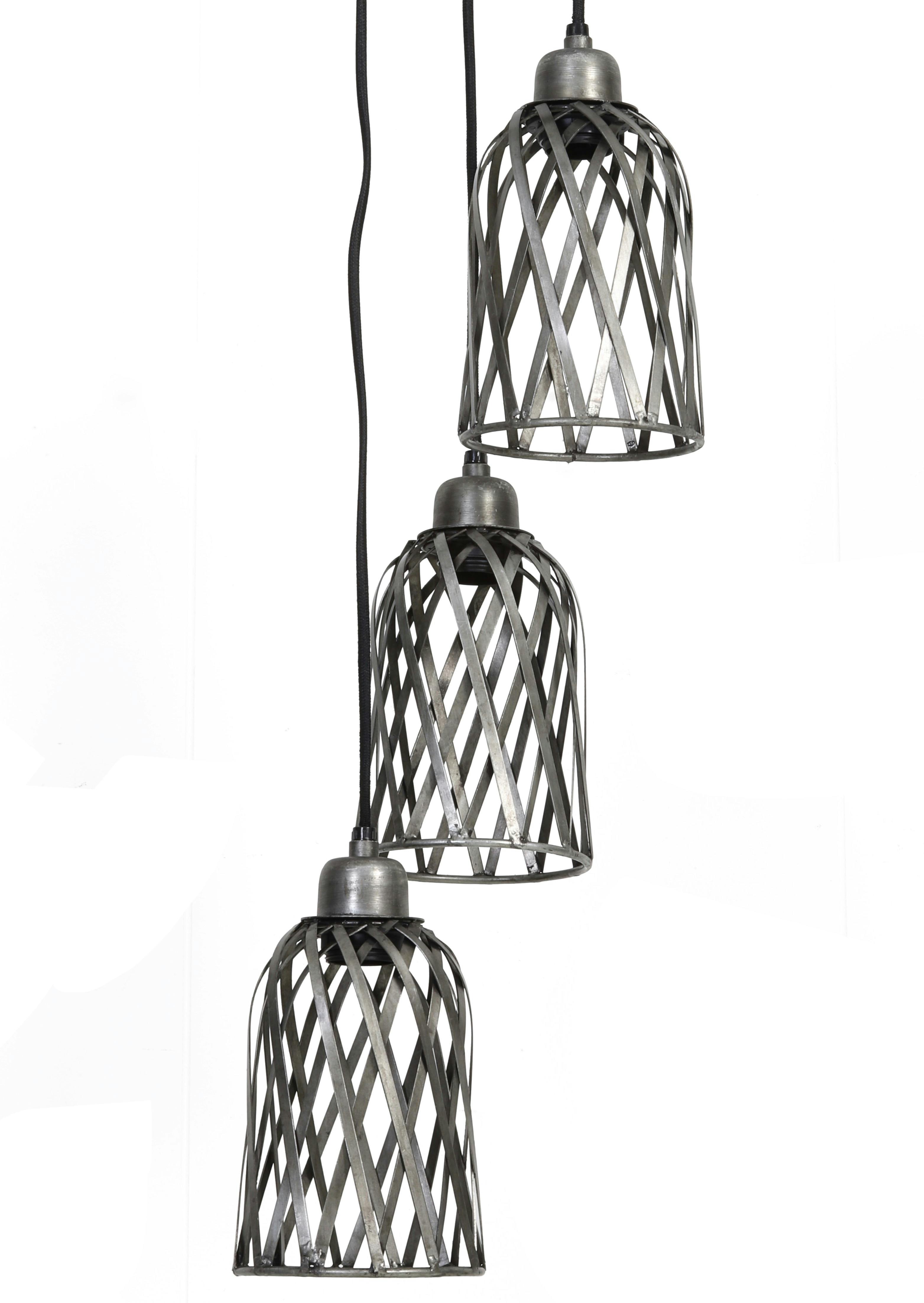 Suspension 3 lampes zinc antique