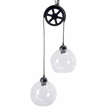 Suspension à poulie double boules 77 cm