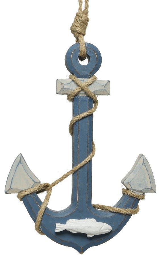 Suspension ancre en bois bleu 20cm