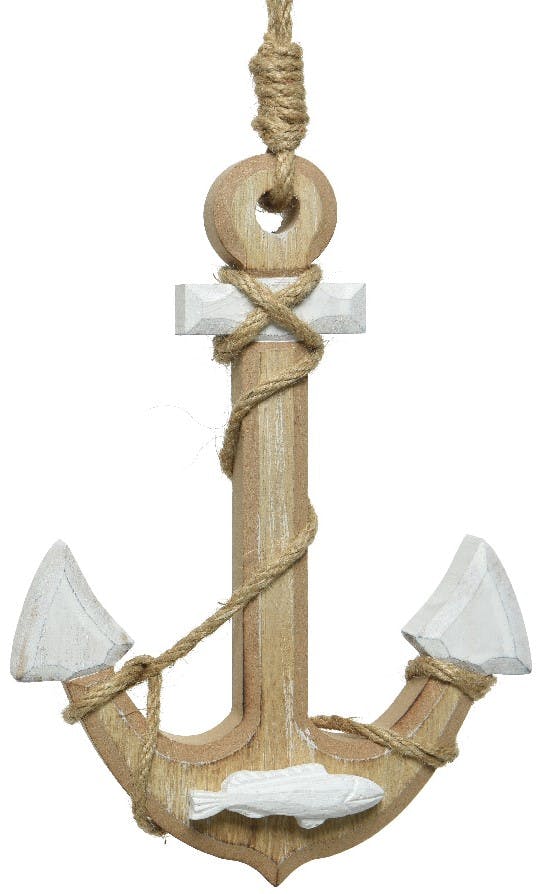 Suspension ancre en bois naturel 20cm