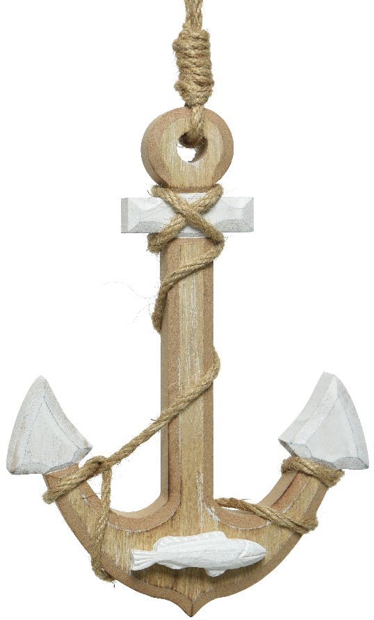 Suspension ancre en bois naturel 35cm