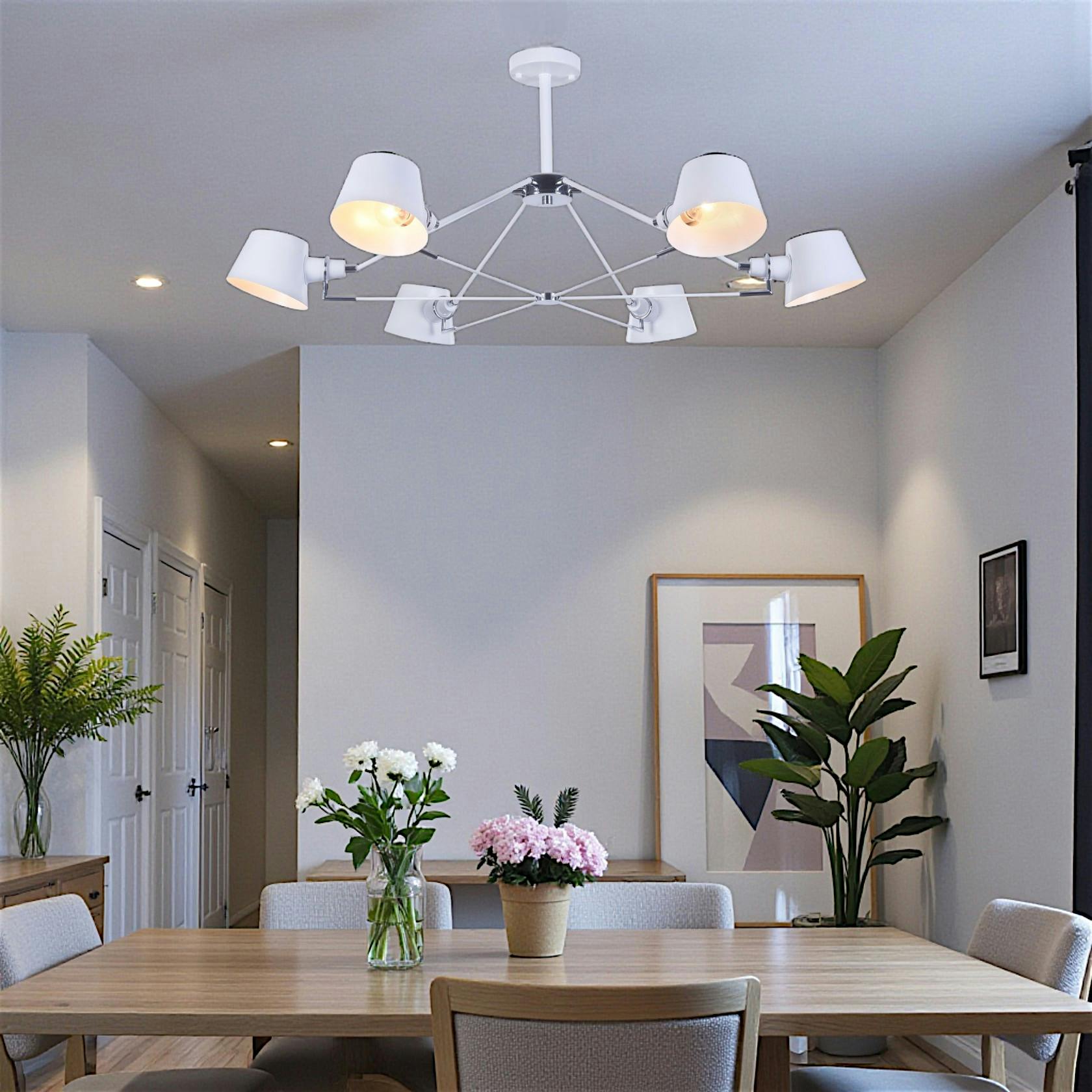 Suspension araignée blanche 6 abat-jour MODENE