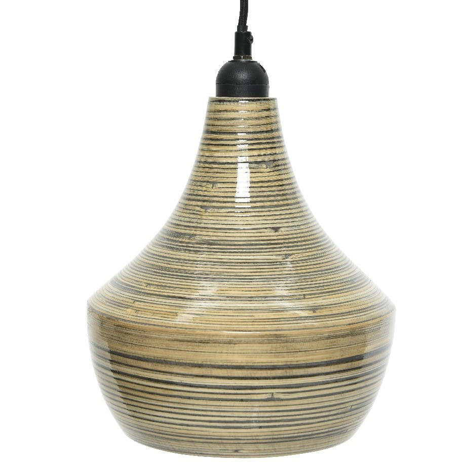 Suspension bambou forme poire stries 22 cm