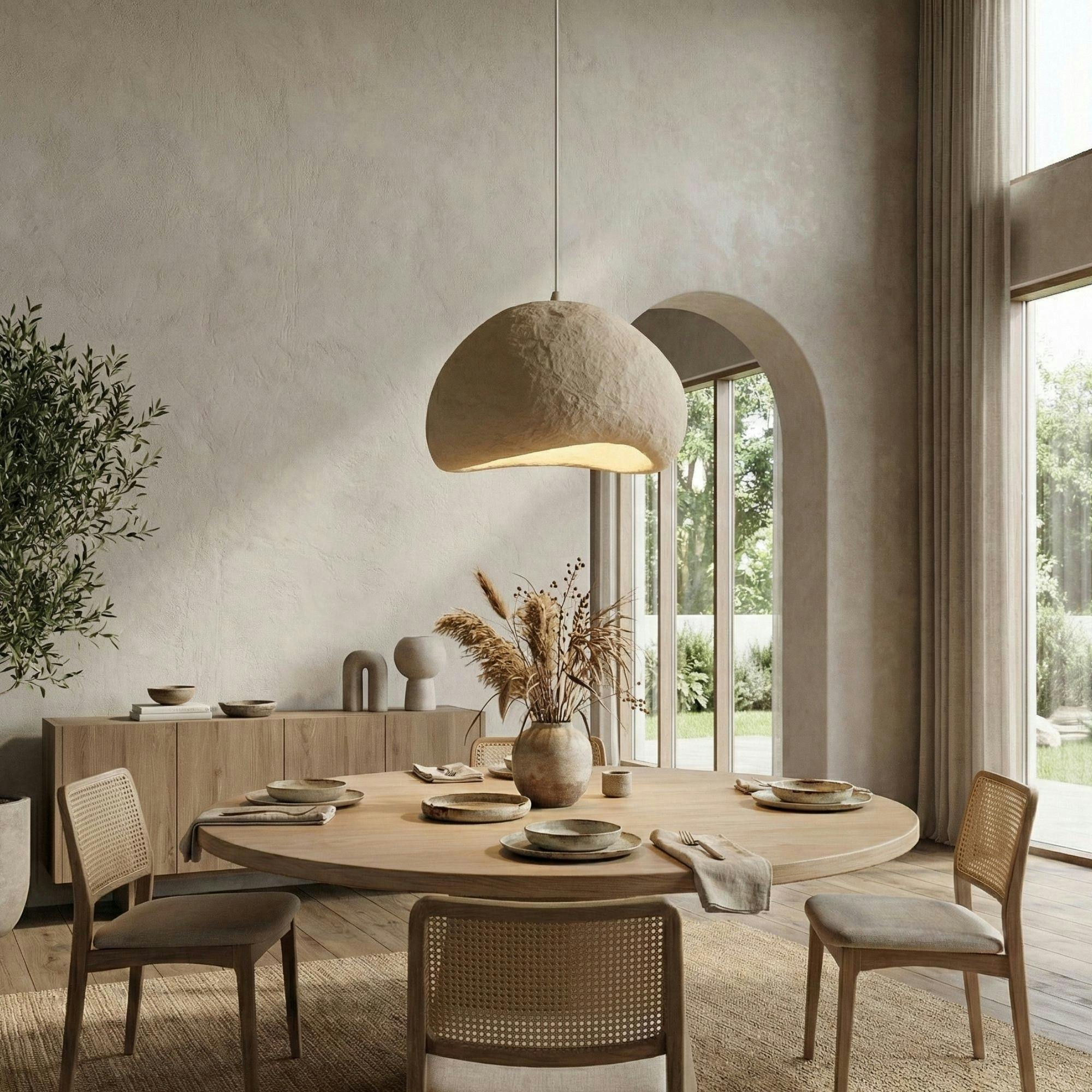 Suspension beige design organique 1 abat-jour NOXIS