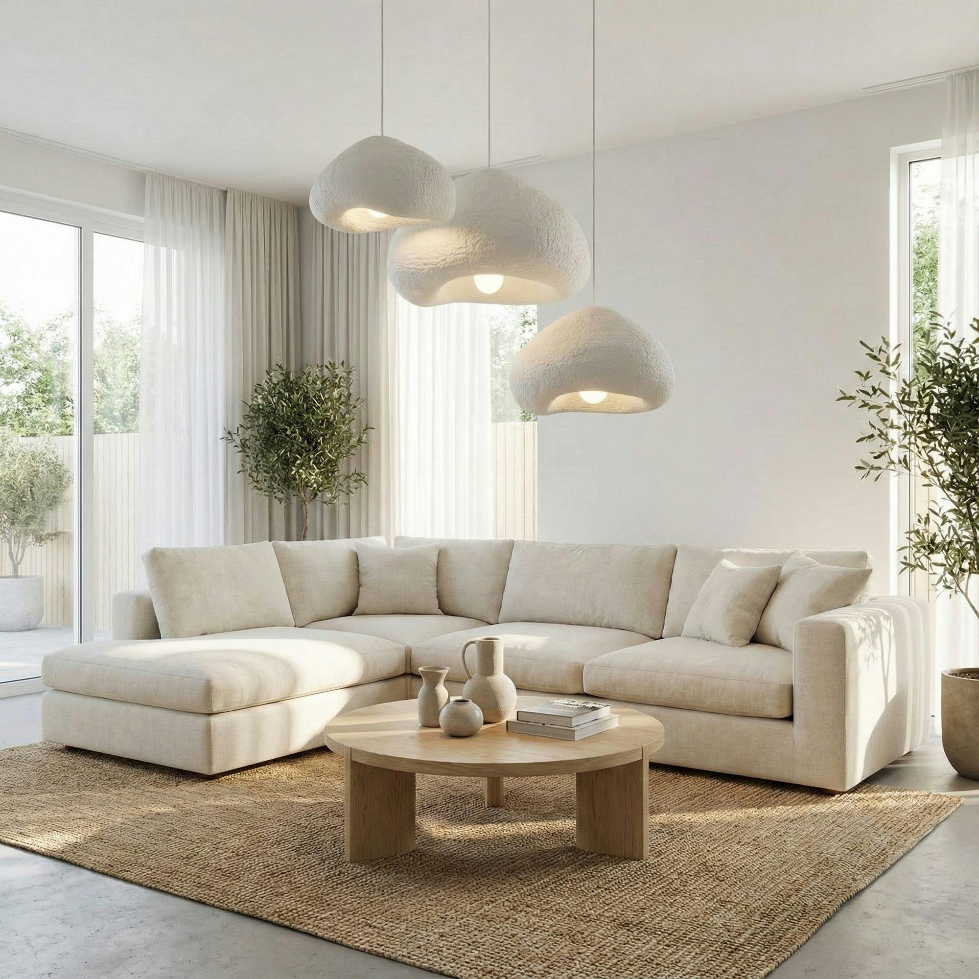 Suspension blanche design 3 abat-jour 82 cm NOXIS